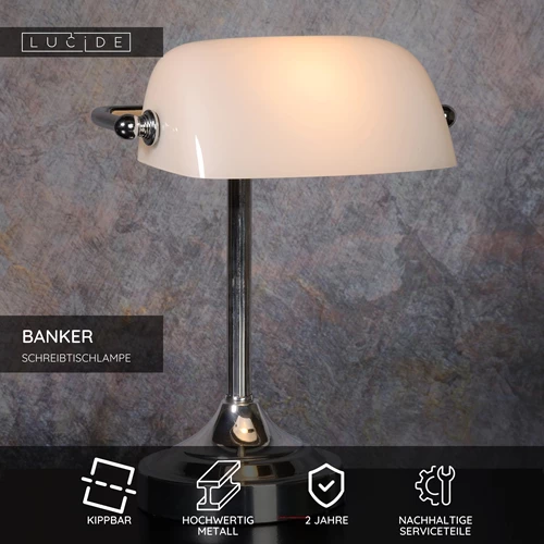 Lucide BANKER - Schreibtischlampe - 1xE14 - Chrom - USP